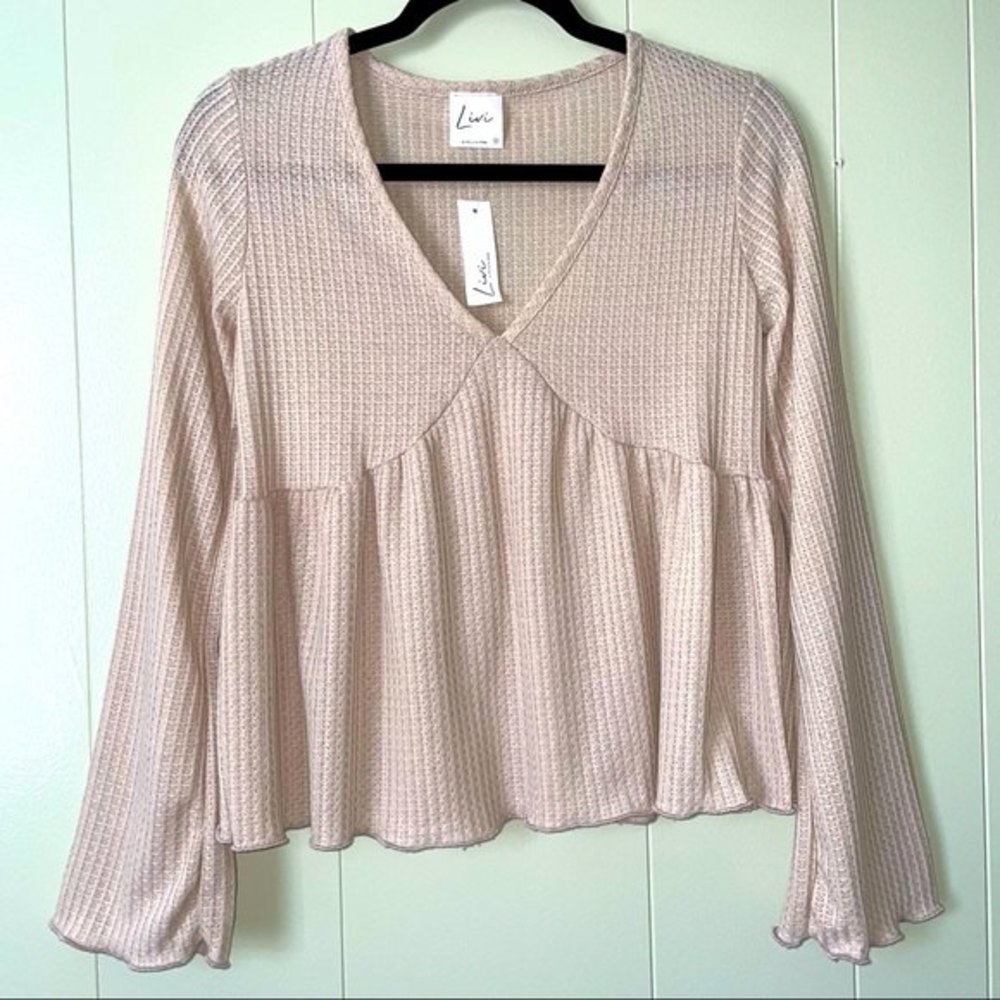 Livi Peplum Waffle Long Sleeve Top